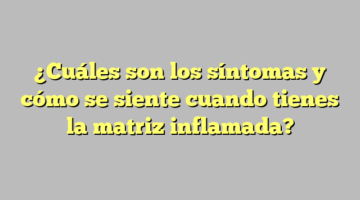 ¿Cuáles son los síntomas y cómo se siente cuando tienes la matriz inflamada?