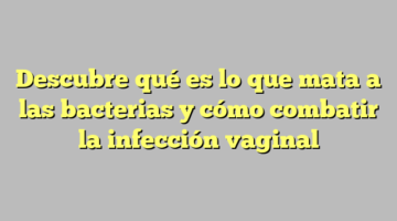 Descubre qué es lo que mata a las bacterias y cómo combatir la infección vaginal