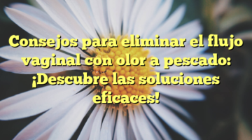 Consejos para eliminar el flujo vaginal con olor a pescado: ¡Descubre las soluciones eficaces!