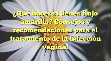¿Qué hacer si tienes flujo amarillo? Consejos y recomendaciones para el tratamiento de la infección vaginal